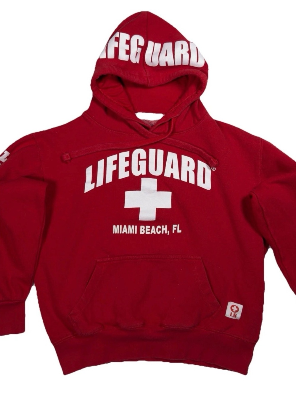 Authentic LIFEGUARD Hoodie Miami Beach FL Red Cropped Sweatshirt S VSCO